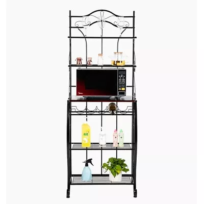 5-Tier Metal Kitchen Bakers Rack ; Microwave Storage Rack Oven Stand With Wine  • $125