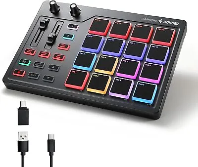 Donner STARRYPAD USB MIDI Pad Controller With Fader Knob Beat Maker Drum Machine • $69.99