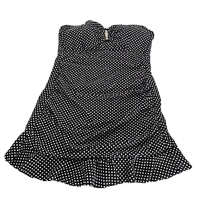 Allen B Schwartz Women's One Piece Swimsuit Swim Dress Black White Polka Dots 6 • $19.99