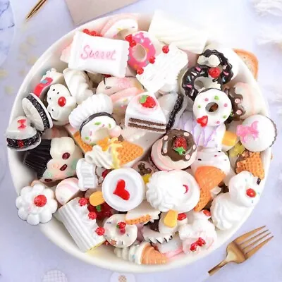 £2.99 • Buy Mix Fake Food Sweets, Lolly Cakes Cookies Muffins Cabochon CB15, White,Chocolate