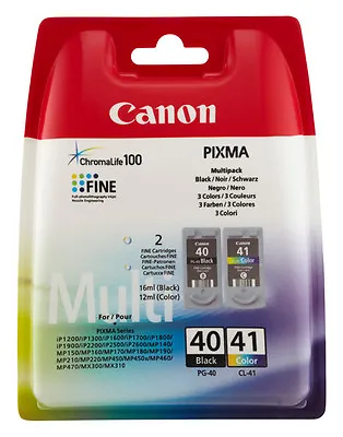 Set PG40+CL41 Ink Cartridges Pixma IP2500 IP2600 MP140 • £50.61
