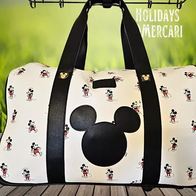 Bioworld Disney Mickey Mouse Large Duffle Bag With Wheels White & Black Nwt! • $75
