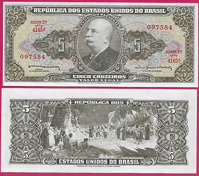 Brazil 5 Cruzeiros 1964 Unc Serie 4165aportrait Of Jose Maria Da Silva Paranhos • $5