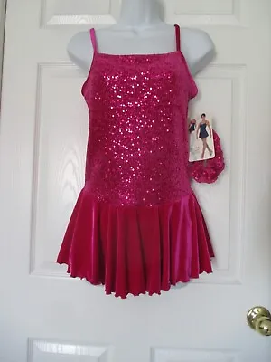 NWT  Mondor Sequin Figure Skating Dress Size M   Fuchsia Pink  2919 • $69.99