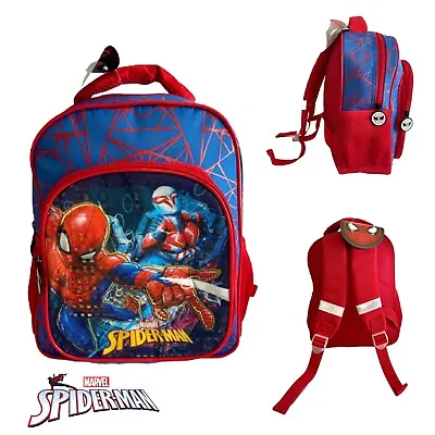 Kids Boys Junior MARVEL SPIDERMAN Luxury Backpack Nursery School Lunch Bag • £14.97