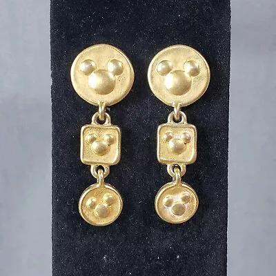 Dangle Disney Mickey Mouse Earrings Gold Tone Mid Century Modern 1.75  • $9.99