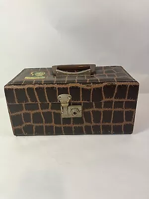 Vintage Faux Brown Croc Travel Hard Case • $19.99