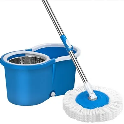 £19.99 • Buy 14l Magic Mop Set 360° Rotating Spin Bucket Microfiber Floor Dry Heads Steel Uk