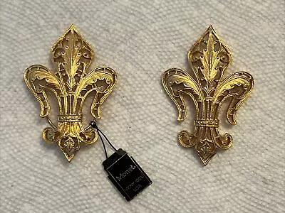 Vintage Sign Monet Gold Tone Fleur De Lis Scarf Pin And Damage Brooch • $40