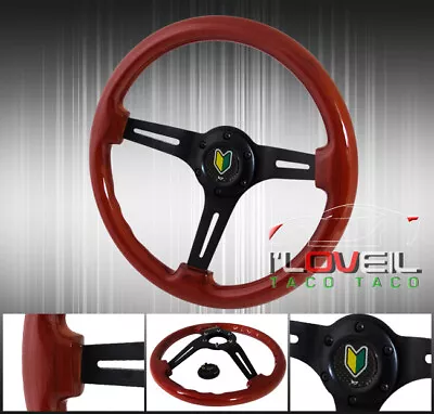 345mm Drifting Drag Tuning Steering Wheel Light Wood Vip Style Button Jdm • $66.99