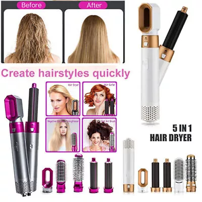 5 In 1 Electric Hair Dryer Blow Curler Set Detachable Styler Hot Air Brush Salon • £15.89