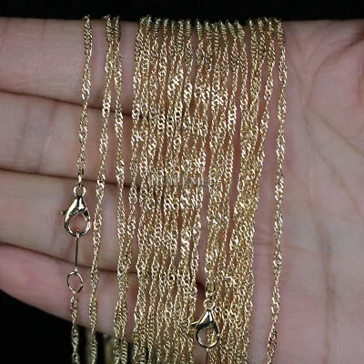 Wholesale 10pcs/lot 2mm KC Gold Color Water Wave Chain Necklaces 16  18  20  24  • £5.99