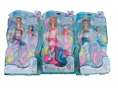 Mermaid Princess & Seahorse Play Set -  Magical Dolls Fish Shell Disney New Uk • £9.25