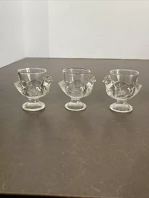 Lot Of 3  Vintage Chicken Egg Cup Coddler Clear Glass Made In France Hen Shaped • $22.22