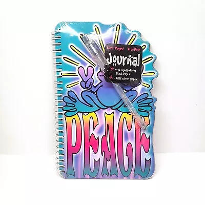 NEW Vintage Peace Frogs Spiral Notebook BLACK PAPER Spiral Bound Y2K 2000 Groovy • $14.99