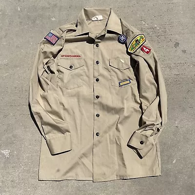 Vintage 1980s Boy Scouts Of America Official Khaki Button Up Shirt • $30