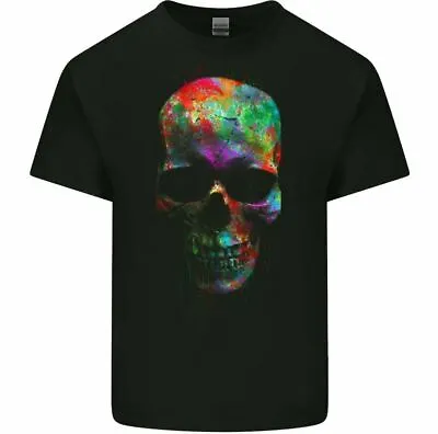 Paint Splattered Skull T-Shirt Mens Biker LGBT Rock Music Motorbike Grim Reaper • £10.99