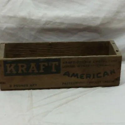 Vintage Wood Kraft American Cheese Box 2 Pound Blue Graphics  • $20