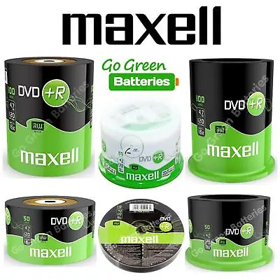 Maxell DVD+R Blank Recordable Discs 120 Min 1-16x Speed 10/50/100 Discs • £5.99