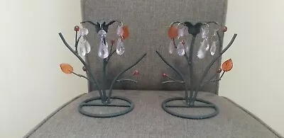 £5.95 • Buy Pretty Set..pair Of...candlesticks...taper Candles..metal..candle Holder