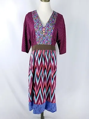 Matilda Jane Paint By Numbers Collage Kimono Dress Size XL Multicolor Whimsical • $24.50