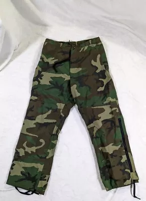 Cold Weather Military Army Camo PTFE Waterproof Breathable Rain Pants 31x32 • $19.95