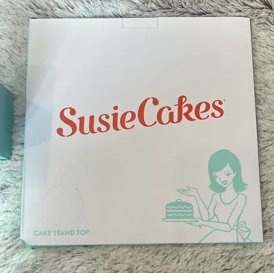 NEW Susie Cakes Cake Stand Limited Edition Aqua 2 Piece Dishwasher Safe • $15