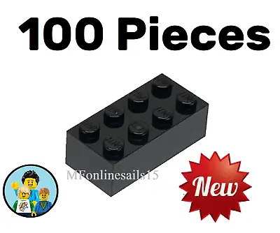 $23.99 • Buy 100x NEW LEGO 2x4 Black Bricks Piece # 3001 - BULK Large Bricks