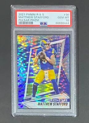 2021 Panini Rookies Stars Matthew Stafford Pulsar Prizm Sp Rams #30 Psa 10 Pop 1 • $99.99