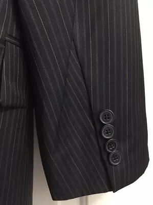 Joseph Abboud 2 Piece Suit Mens 42S Black Pinstriped Wool Pleated Pants 36x30 • $74.95