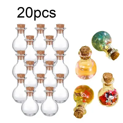 Small Mini Glass Bottles With Wooden Cork-Tiny Wishing Vials For Art Craft 20pcs • $10.78