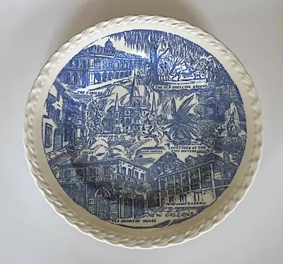 Vernon Kilns Plate ~ New Orleans ~ 10 1/2  ~ Blue Ribbon Edge ~ VG ~ Gorgeous! • $15