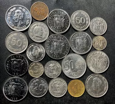 Old Ecuador Coin Lot - 1928-PRESENT - 21 Uncommon Coins - Lot #M27 • $0.99