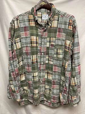 Brooks Brothers Patch Madras Long Sleeve Button Up Sport Shirt Patchwork Large L • $37.99