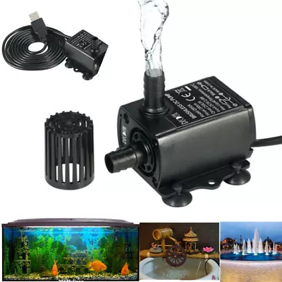 Mini Submersible Water Pump Aquarium Fountain Sump DC5V 4.8W 300L/H Lift 300cm • $14.99