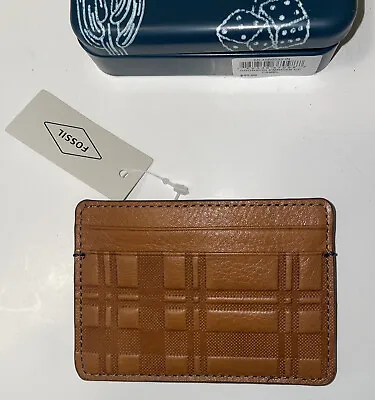 Men’s Fossil Leather Bronson Emboss Card Case ML4566235 IN (Camel) • $19.99