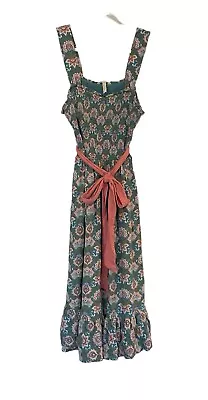 Matilda Jane Enchanted Garden Hummingbird Colorful Floral Midi Dress Sz L Mother • $29.99