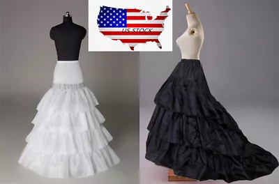 Women 3-Hoop Train Wedding Dresses Slip Mermaid Petticoat Underskirt Bridals New • $25.99