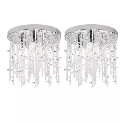 Set Of 2 Modern Crystal Ceiling Lights Chandeliers Glass Crystal Jewels • £27.99