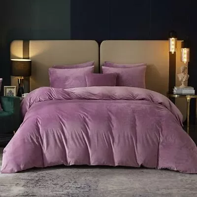 SE SOFTEXLY Velvet Purple Duvet Cover King Size Soft Flannel Duvet Cover Wit... • $93.01