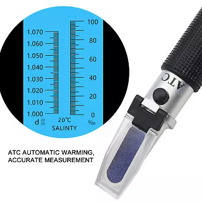 Salinity Refractometer Double Scale 0‑100 PPT 1.000‑1.070 ATC Salinity Meter • £20.16