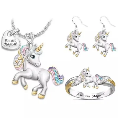 £4.25 • Buy Unicorn Pendant Necklace Chain Flying Horse Kids Girls Jewellery Party Gifts Uk