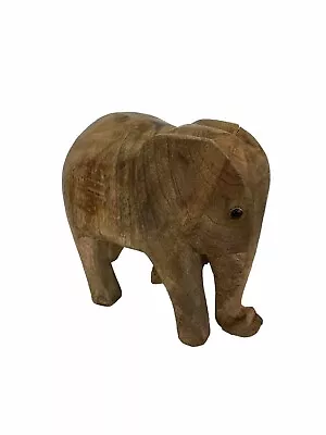 Vintage Solid Wood Hand Carved Large Walking Elephant Figure 7”x7  • $24.99