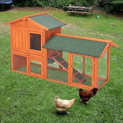 Wooden Chicken Coop Hen House Poultry Hutch Pet Cage W/ Nesting Box Backyard • $105.99