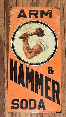 Vintage Early ARM & HAMMER Baking Soda Tin Tacker Advertising SIGN • $595