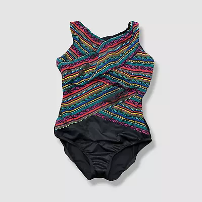 $195 Miraclesuit Women's Black Raya De Sol Brio One-Piece Swimsuit Size 16 • $62.78