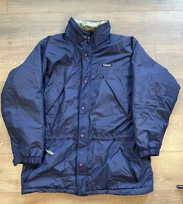 VTG 90s Patagonia Navy Blue Parka Winter Ski Jacket Coat Large Men’s • $45