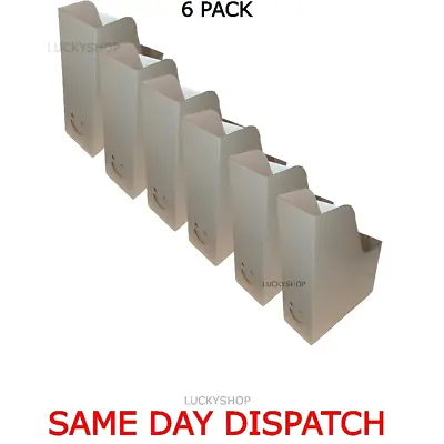 £8.70 • Buy 6 PACK White Magazine Office File Organiser Holder Paper Storage Box Folder