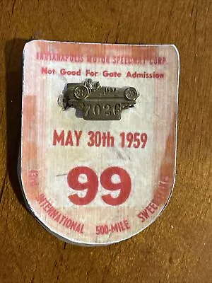 1959 Bronze Indianapolis Motor Speedway Indy 500 Pit Badge #7026 Souvenir NICE • $125