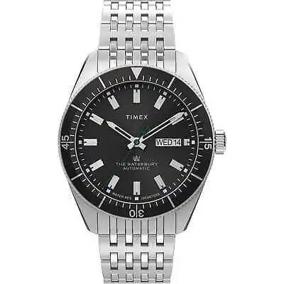 Mens Automatic Wristwatch TIMEX WATERBURY TW2V24900 Stainless Steel Black • $524.54